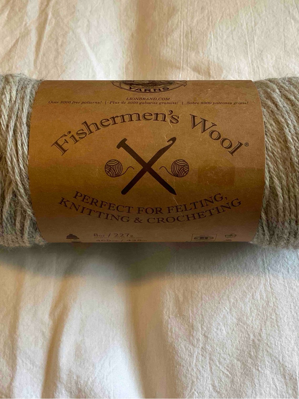 Lion Brand Fisherman’s Wool 
100% Wool colour Oatmeal